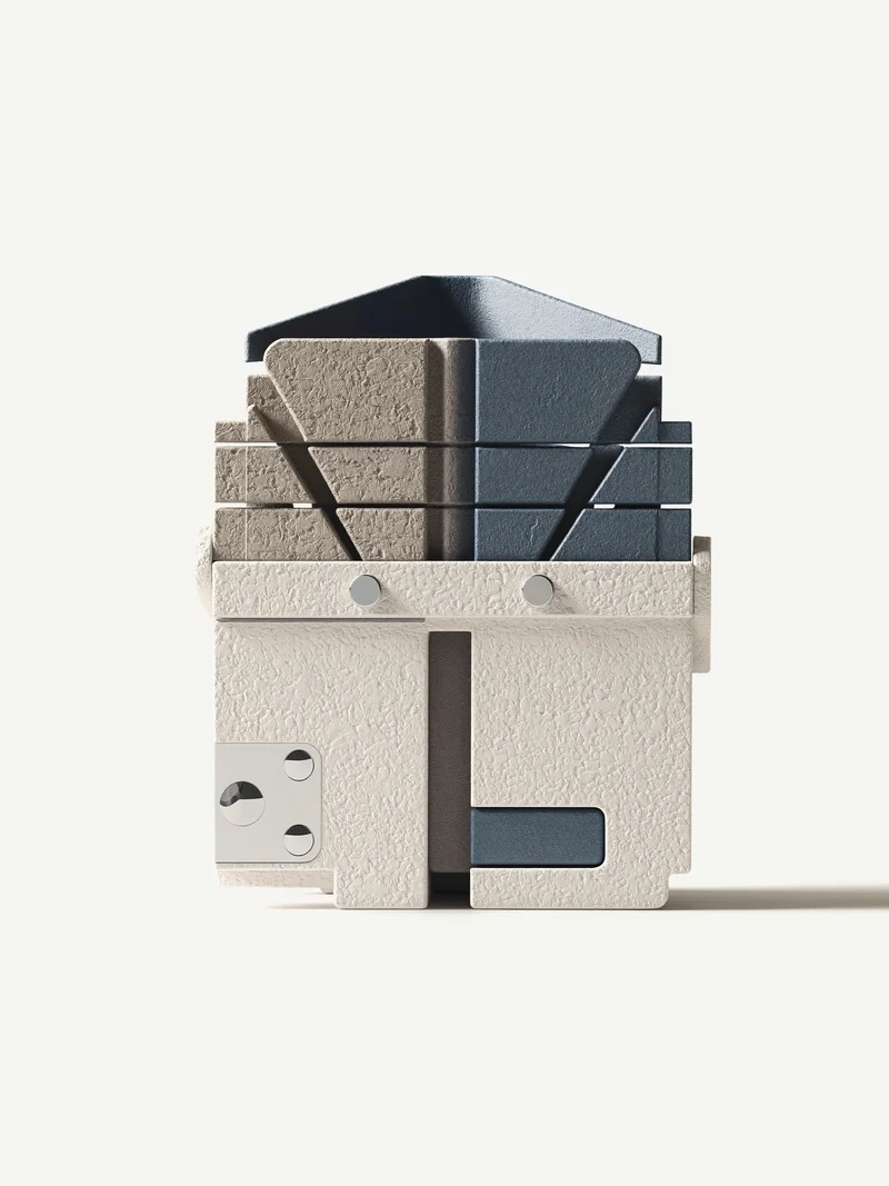Étude illustrée d'un chargeur pliant compact, sans marque.